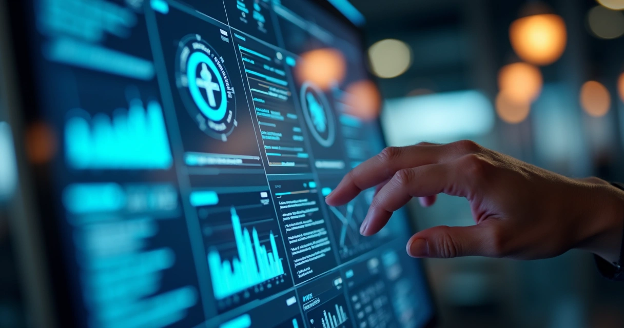 Equipe de vendas analisando gráficos digitais em ambiente moderno de varejo omnichannel 
