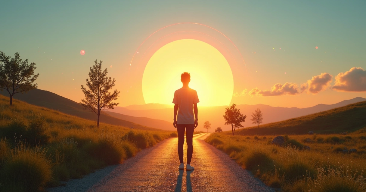 Pessoa caminhando em uma estrada que se divide em dois caminhos com um deles alinhando intenção e impacto 