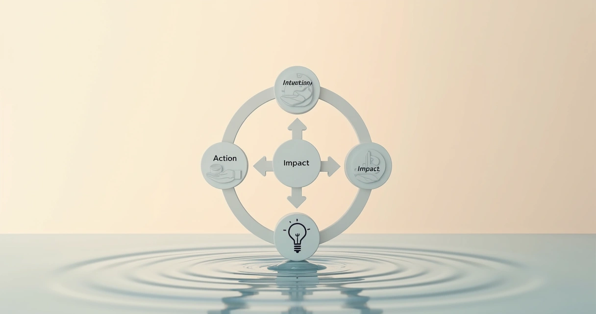 Diagram showing intention, action, and impact cycle in personal growth 
