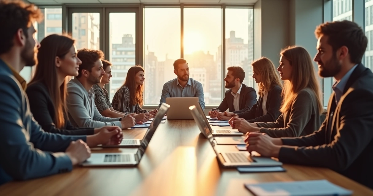 Colleagues in a workplace engaging with focus and intention