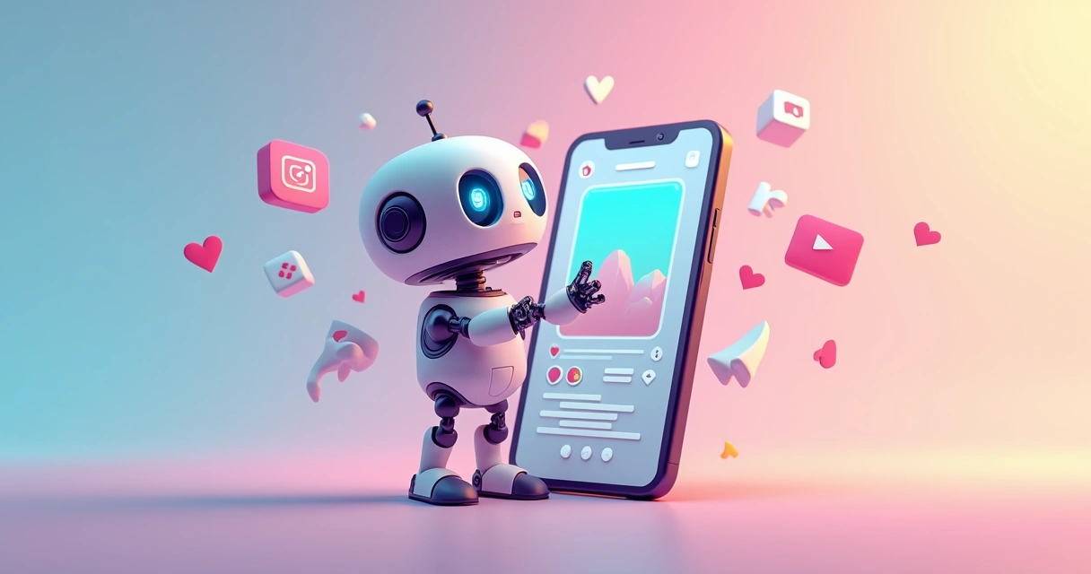 Robô ilustrando interação automática com stories do Instagram 