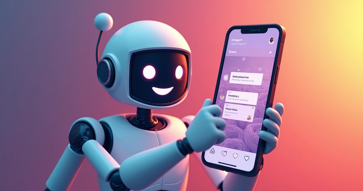 Representação de bot interagindo com stories no Instagram 