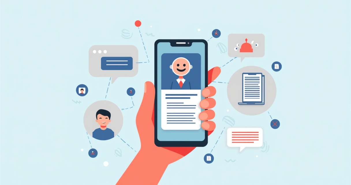 Representação visual de chatbot conversando com novo filiado em tela de smartphone 