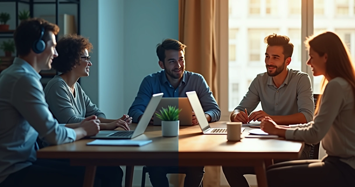 Comparação entre interação digital e encontro presencial em grupo 