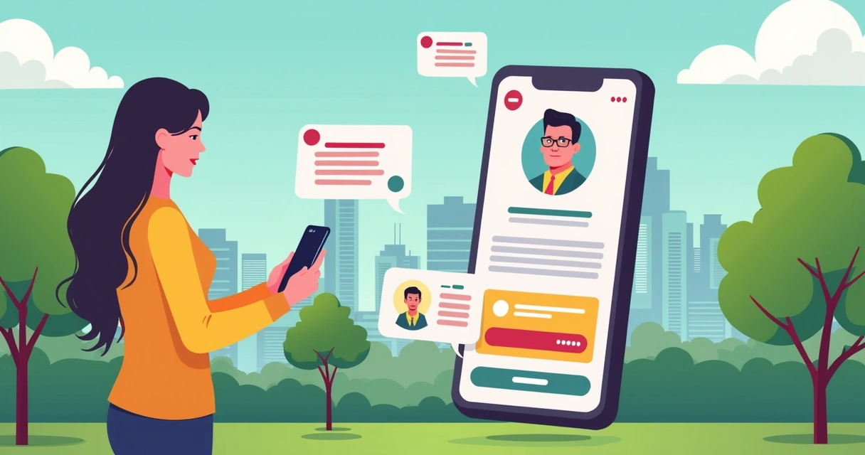 Eleitor interage com candidato em rede social no celular 