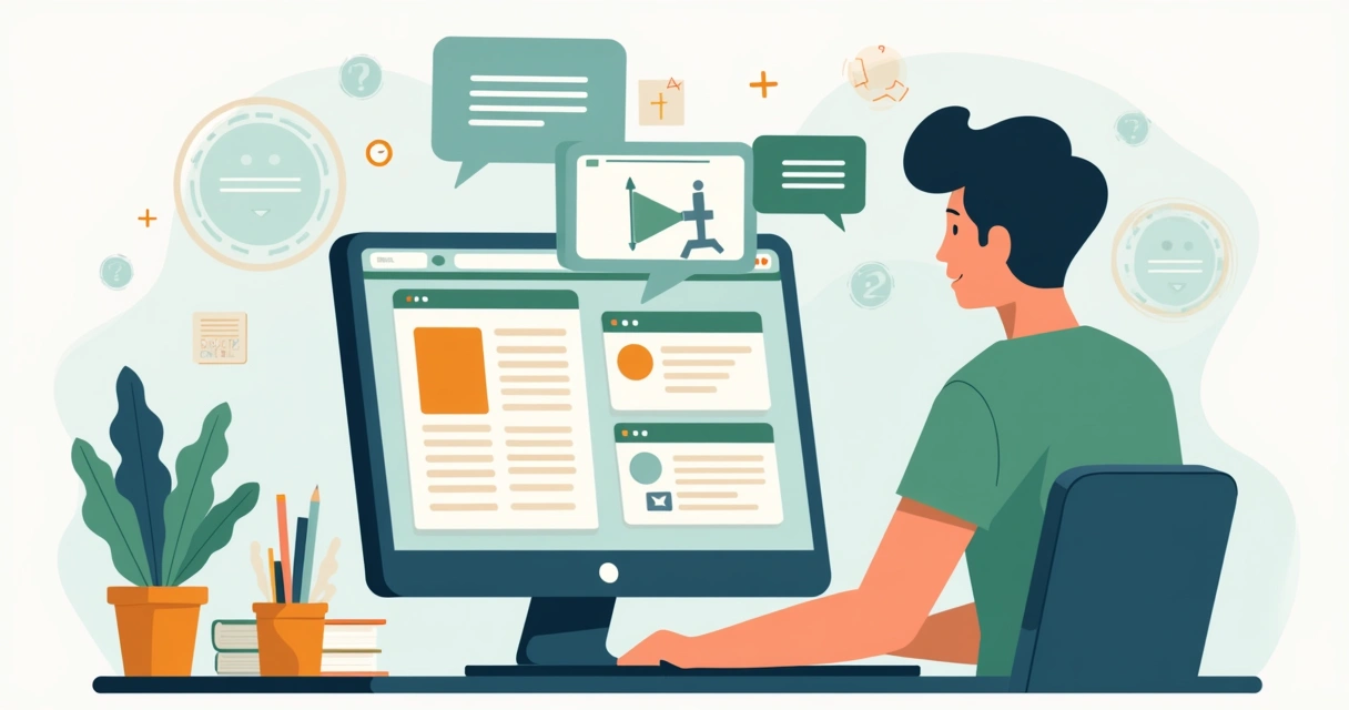 Estudante interagindo com conteúdo online em ambiente digital 