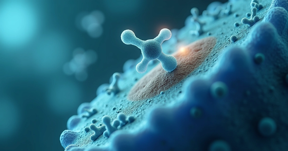 Ilustração de molécula se ligando a receptor celular 