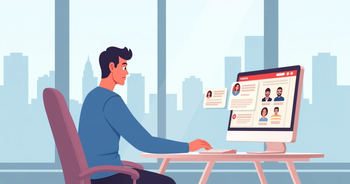 Gestor público respondendo mensagens de cidadãos pelo computador 