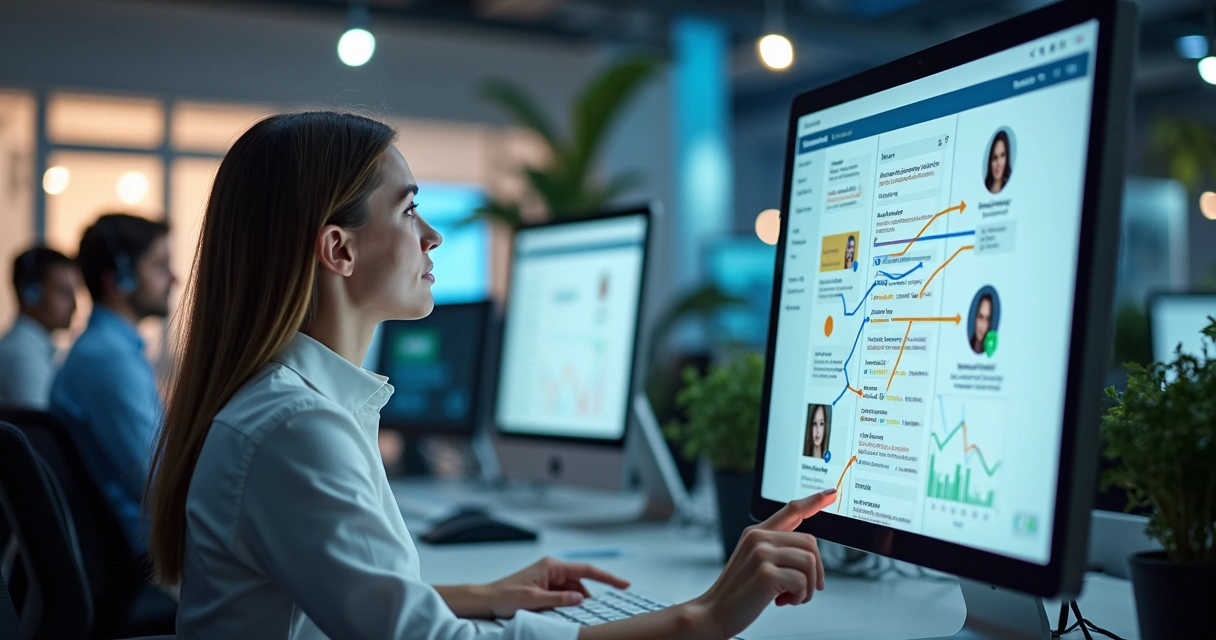 Pessoa usando plataforma intuitiva de atendimento com IA 