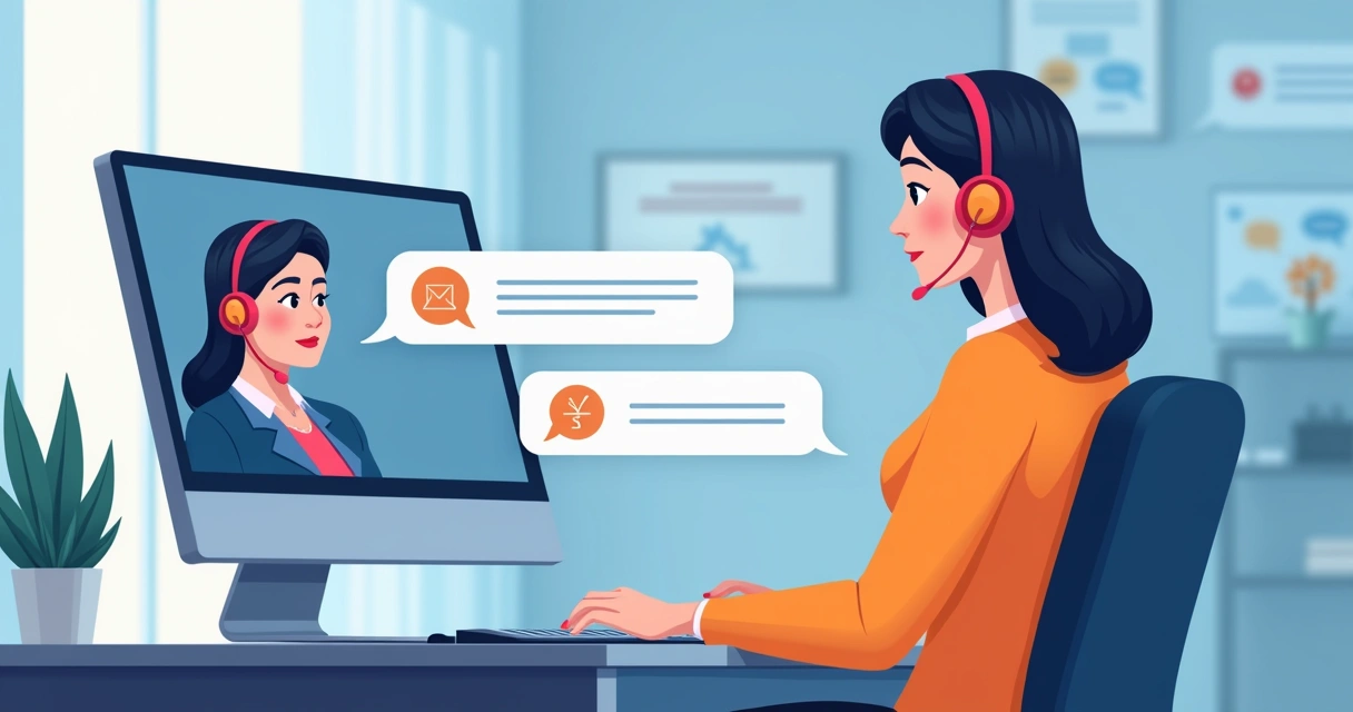 Atendente digital interagindo com cliente em tempo real via chat 