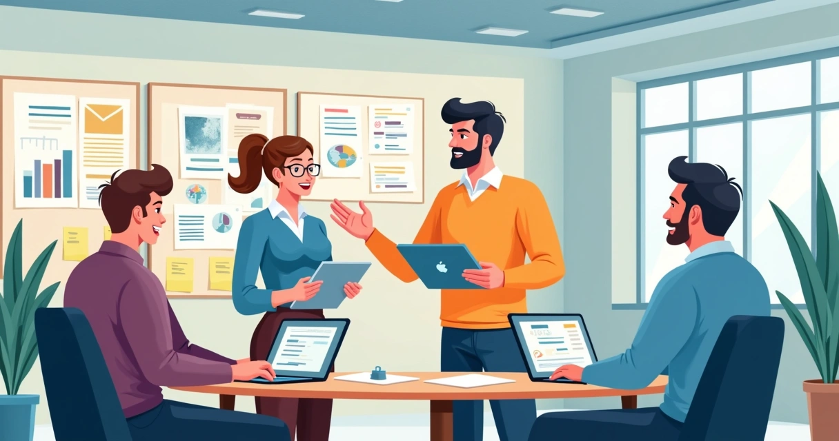 Equipe de startup em contato com clientes reais 