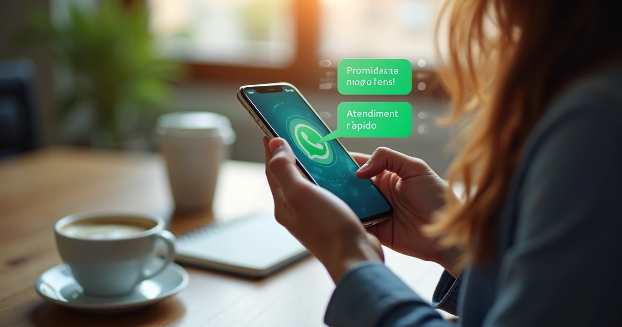 Usuário enviando mensagem personalizada no WhatsApp com notas de interesse 