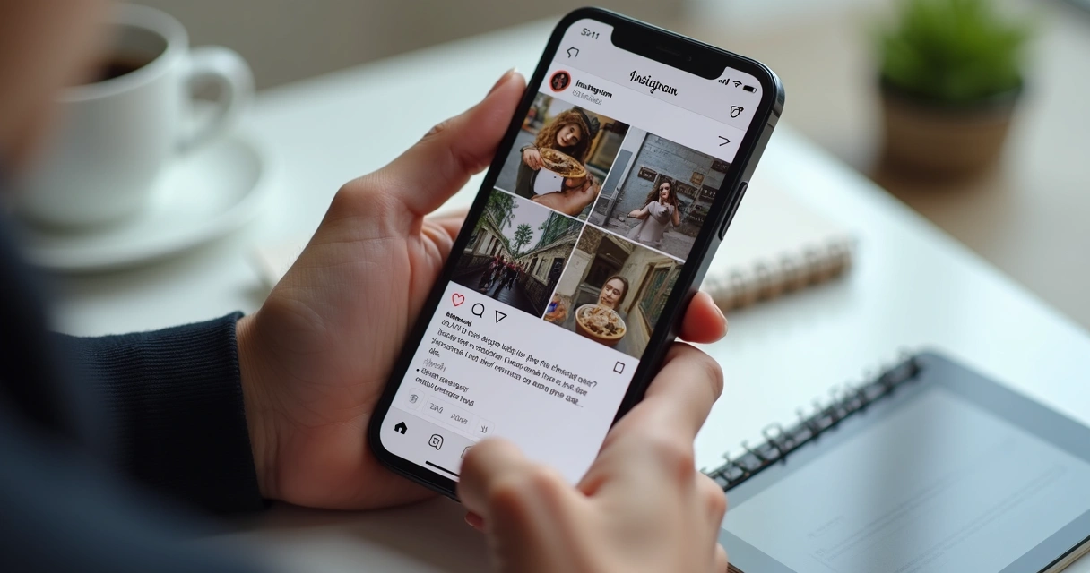 Usuário do Instagram respondendo enquetes nos stories em smartphone 