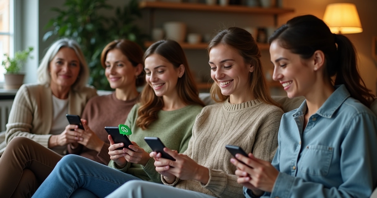 Usuárias interagindo com automação de mensagens no WhatsApp em smartphones 