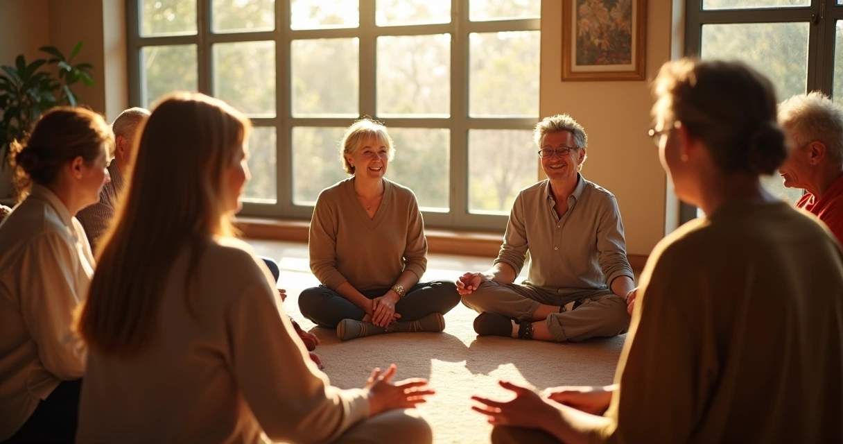 Grupo de personas conversando sentados en círculo