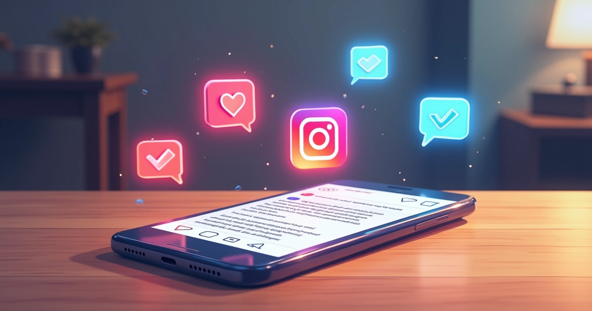 Celular recebendo várias notificações de interações no Instagram 