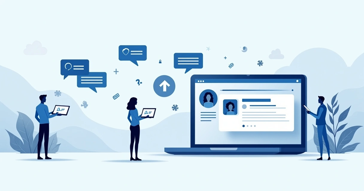 Ilustração de múltiplas interações no LinkedIn sendo convertidas em conversas particulares 