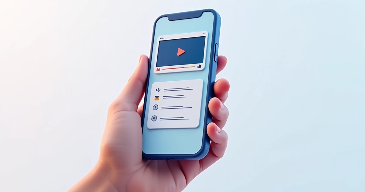 Quizz online e vídeo curto em tela de smartphone 