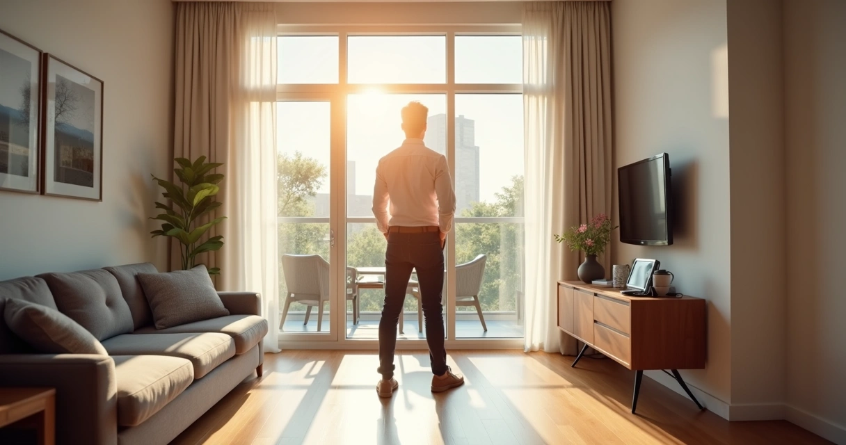 Homem observando imóvel durante visita presencial