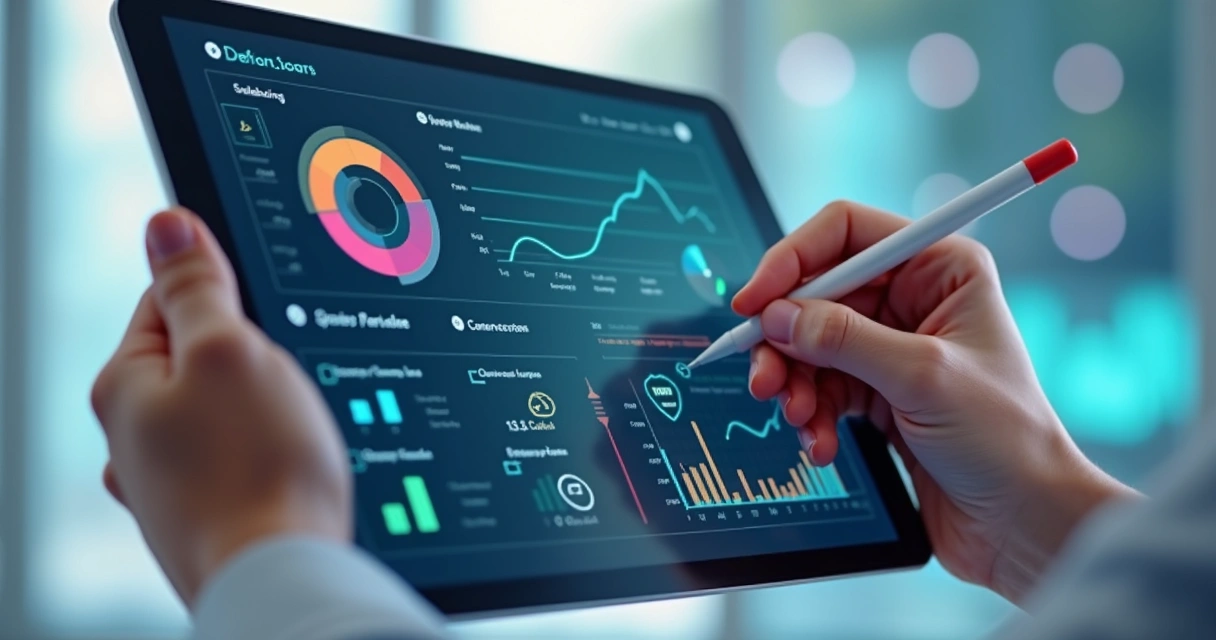 Painel de acompanhamento digital com gráficos e indicadores de progresso 