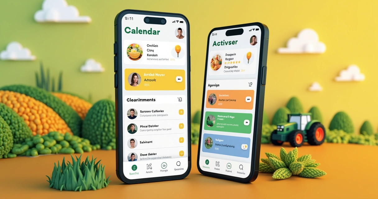 Tela do app BNB Agro exibindo calendário agrícola e agenda de compromissos 