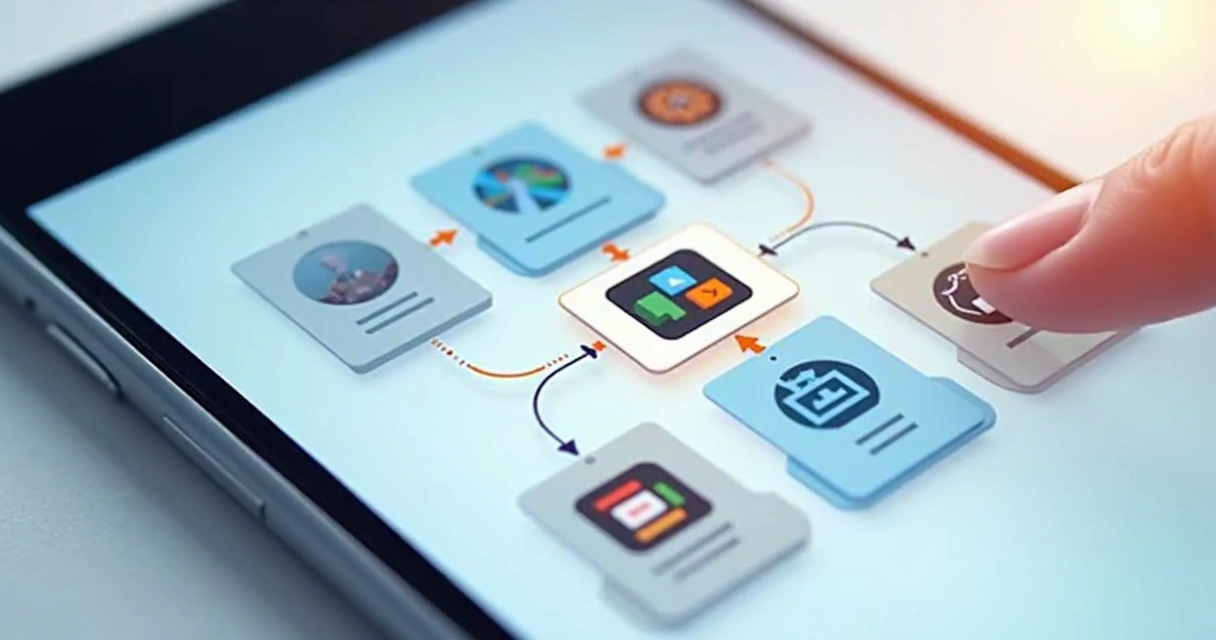 Menu de app arrastando uma integração de IA para o fluxo principal 