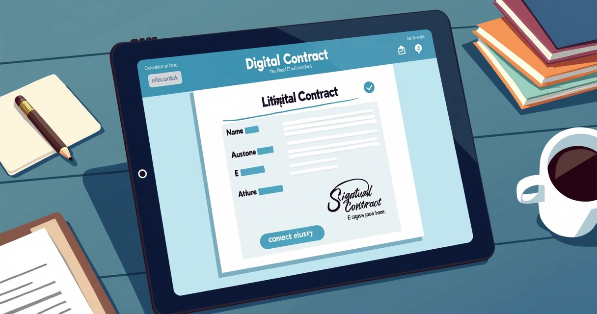 Tela de assinatura de contrato digital em portal do aluno 