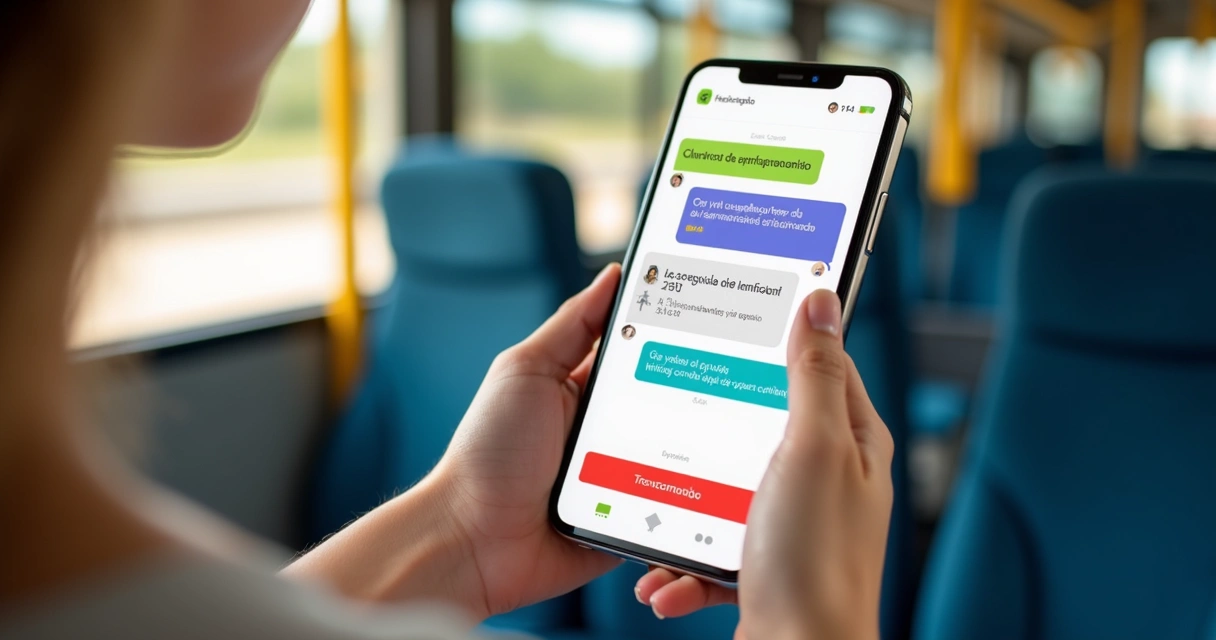 Passageiro usando interface conversacional para comprar passagem rodoviária pelo celular 