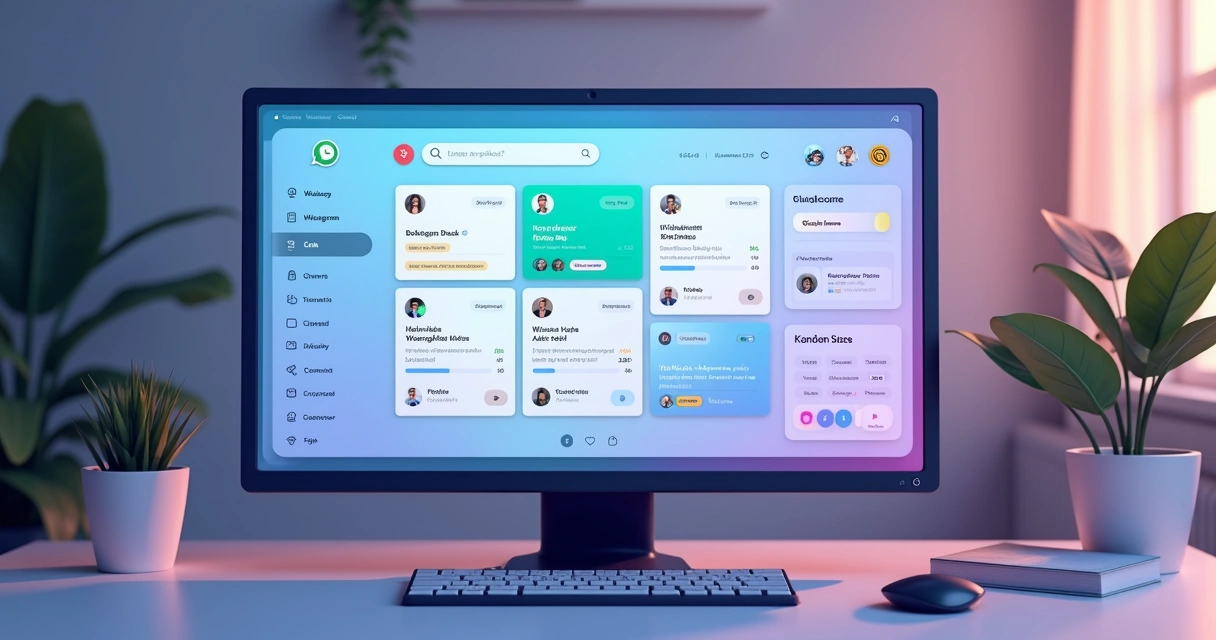 Interface de CRM unificado em nuvem com abas de WhatsApp e Instagram 
