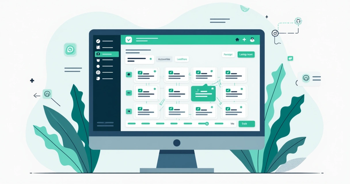 Interface de um CRM integrado ao WhatsApp mostrando painel com históricos de conversas, cards de leads e automações 
