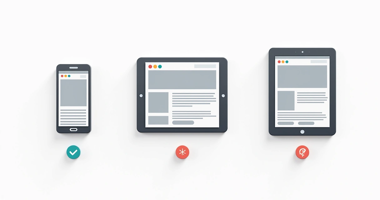 Três telas diferentes mostrando layouts adaptativos para site 