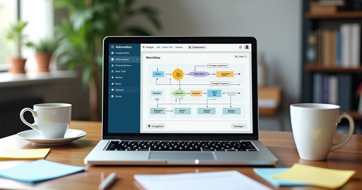 Software de automação com interface simples em tela de notebook 