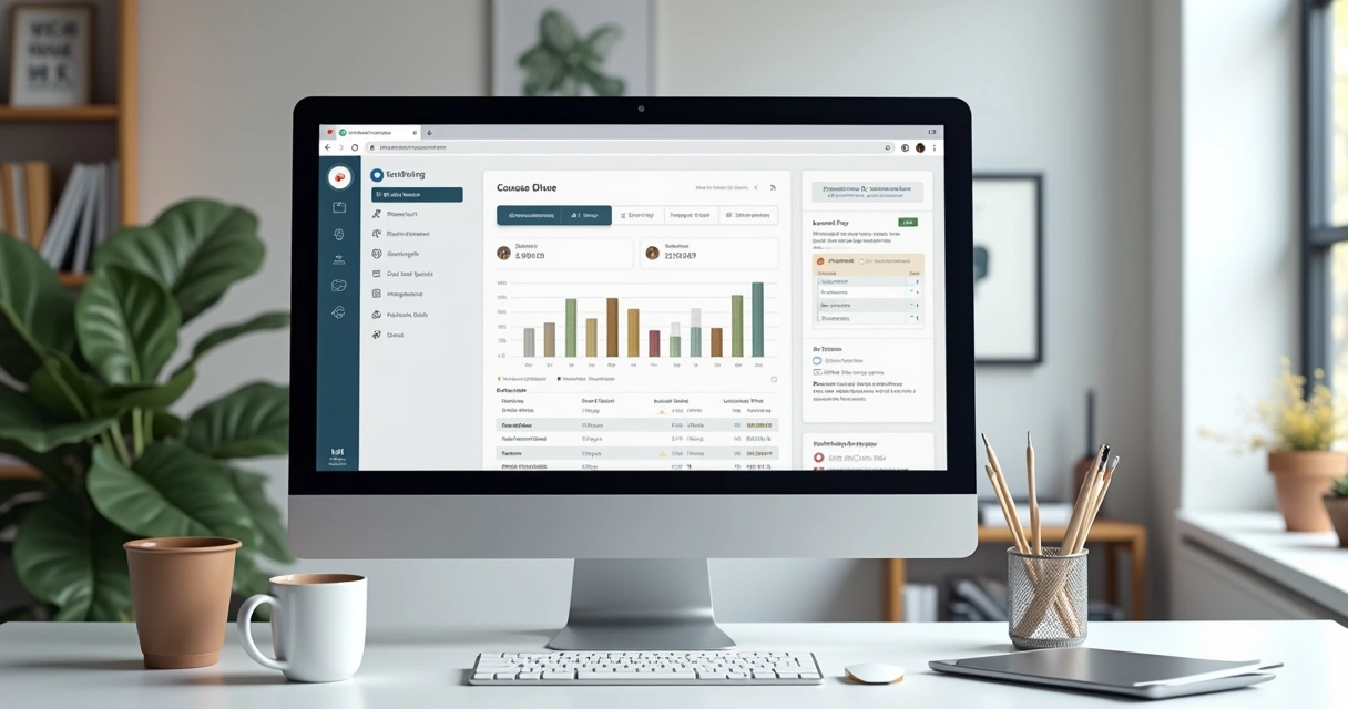 Tela ilustrando interface moderna de uma plataforma LMS personalizada