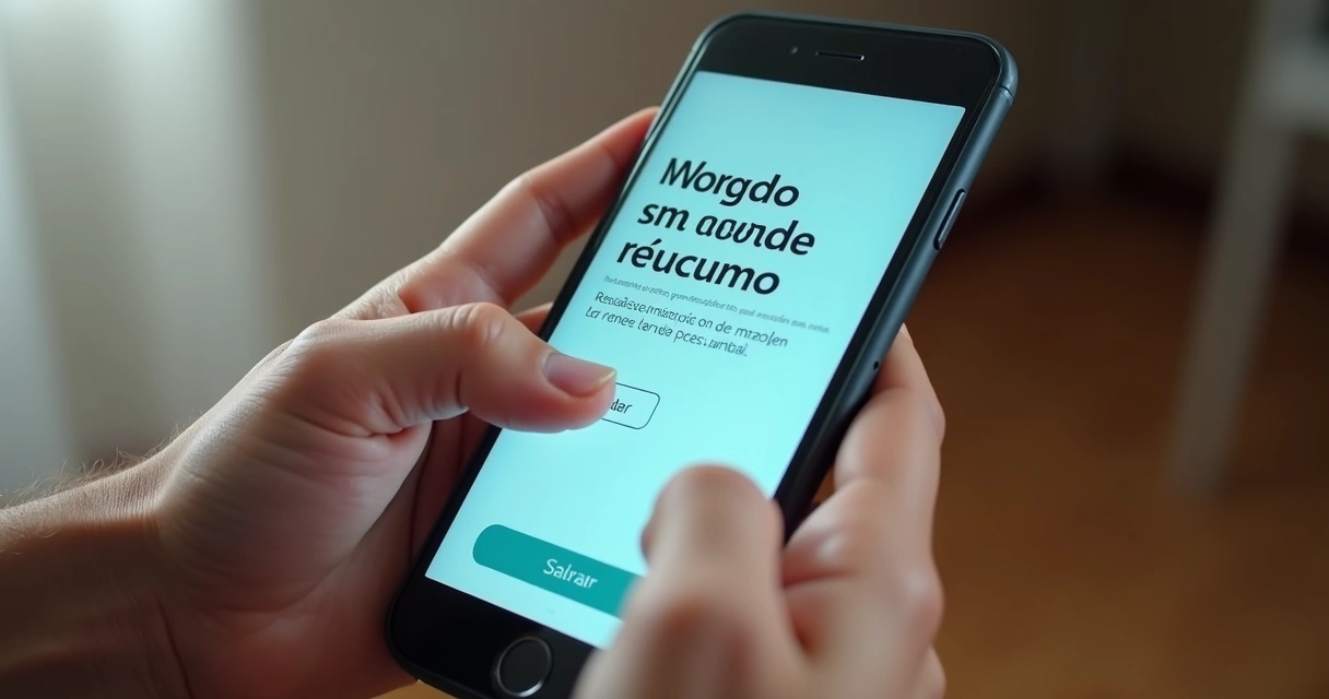 Interface de aplicativo com microtextos claros 