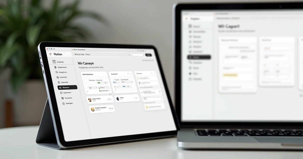 Painel de interface minimalista em um app de gestão com barra de busca em destaque 