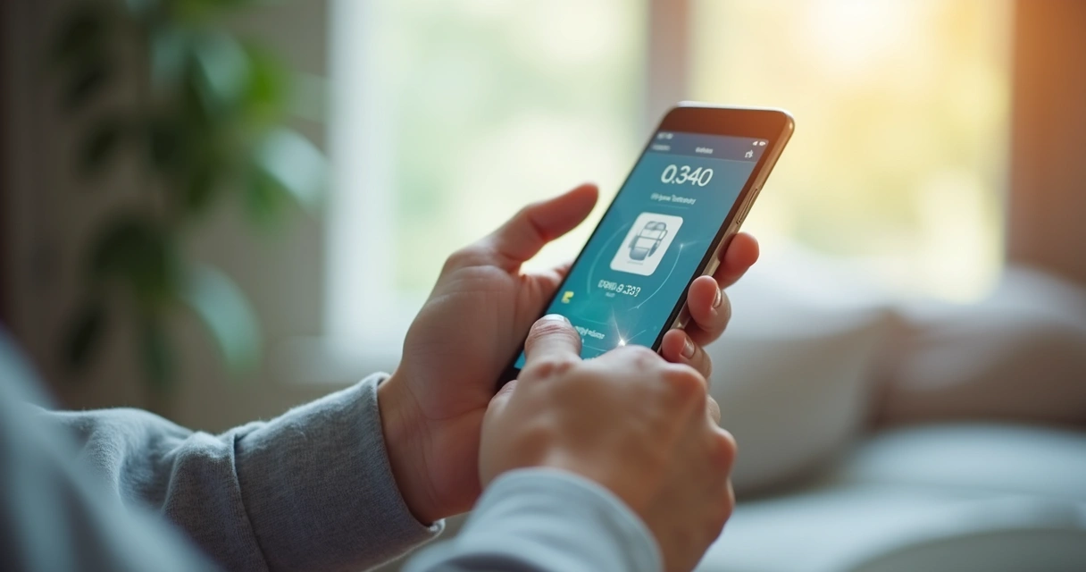 Pessoa interagindo com uma interface mobile agradável e intuitiva 