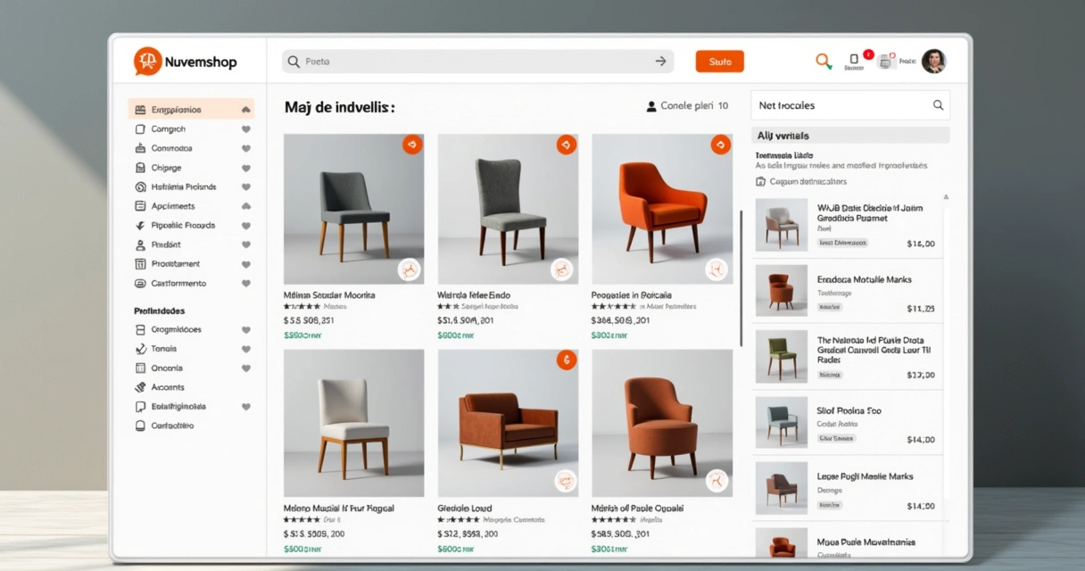 Interface da Nuvemshop exibindo loja de móveis 