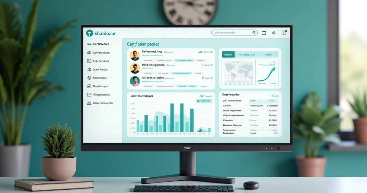 Tela de plataforma EAD escolar com cursos e relatórios 