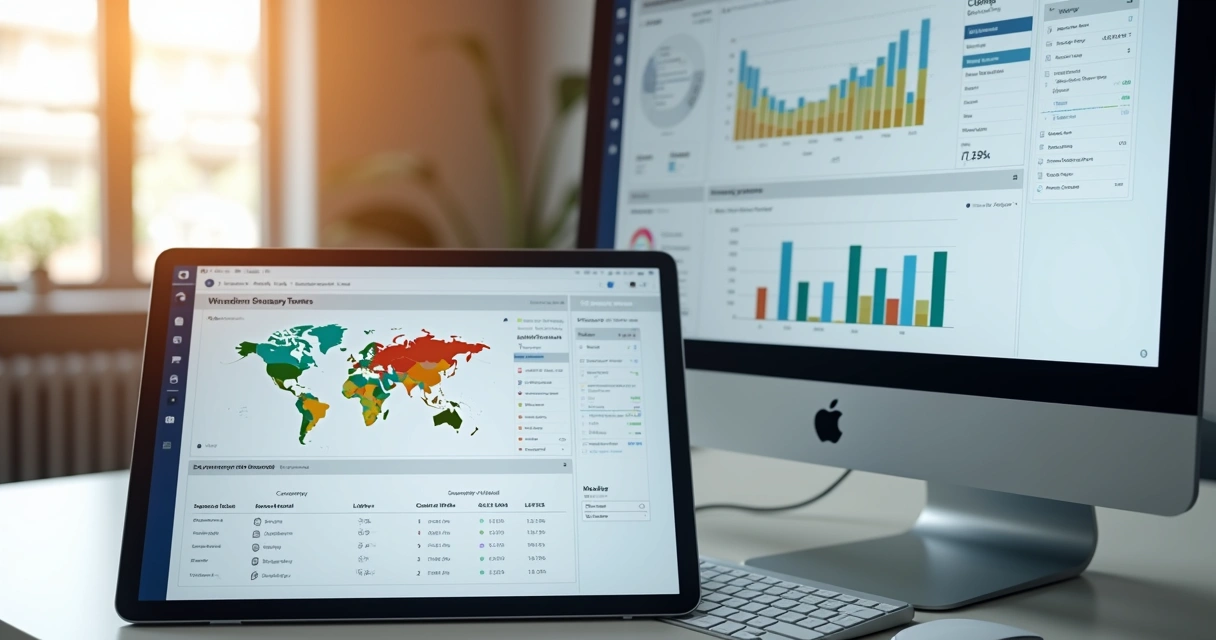 Interface de plataforma SaaS com módulos de consulta e enriquecimento de dados exibidos 