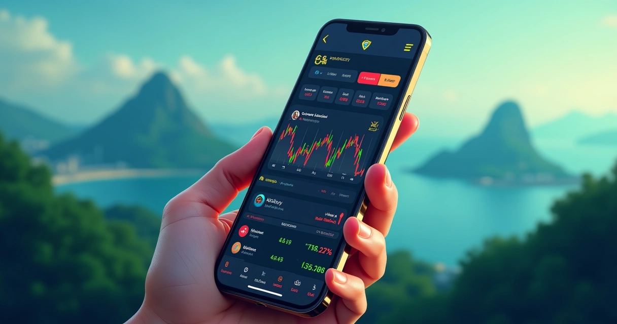 Celular mostrando gráficos de apostas em polymarket 