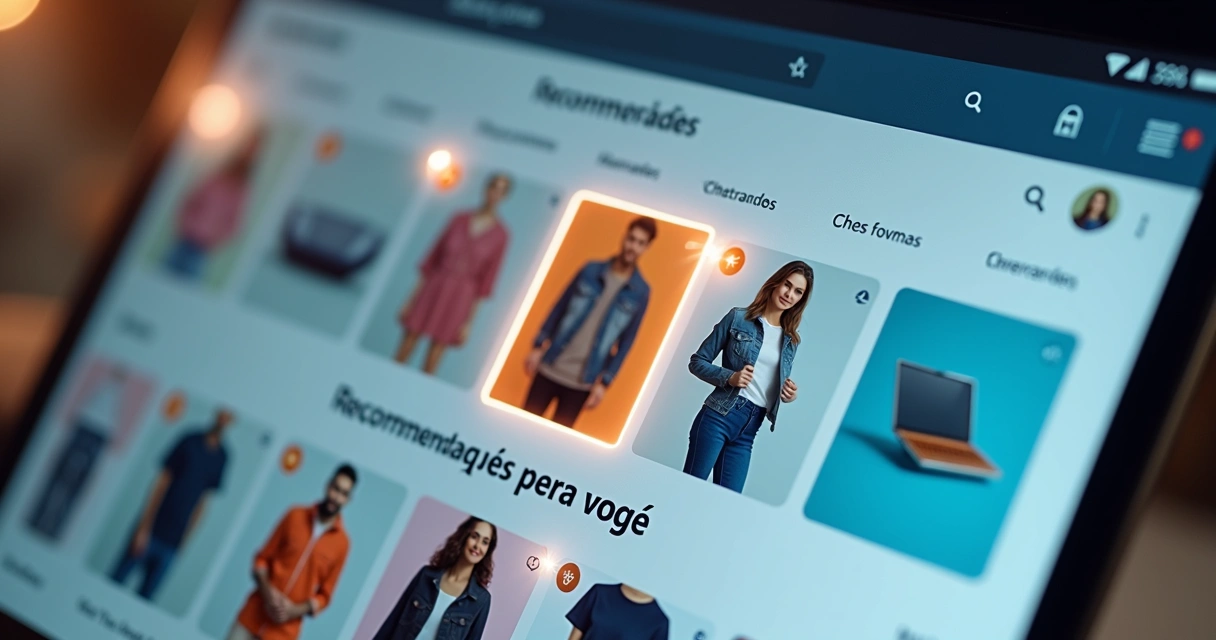 Interface de recomendação personalizada em uma tela digital