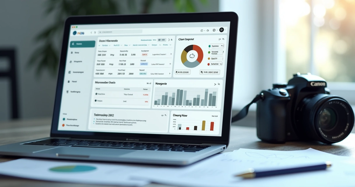 Painel moderno mostrando dashboard de sistema de gestão 