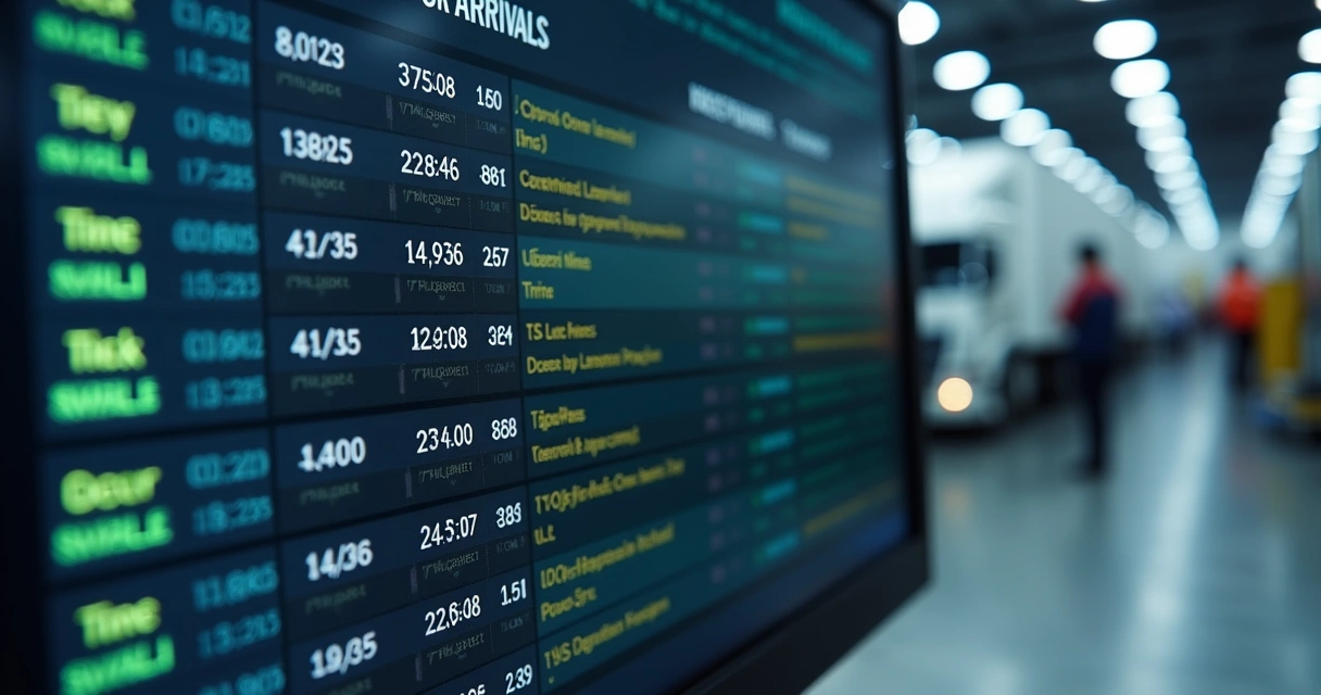 Interface de sistema digital de logística mostrando agenda de caminhões 