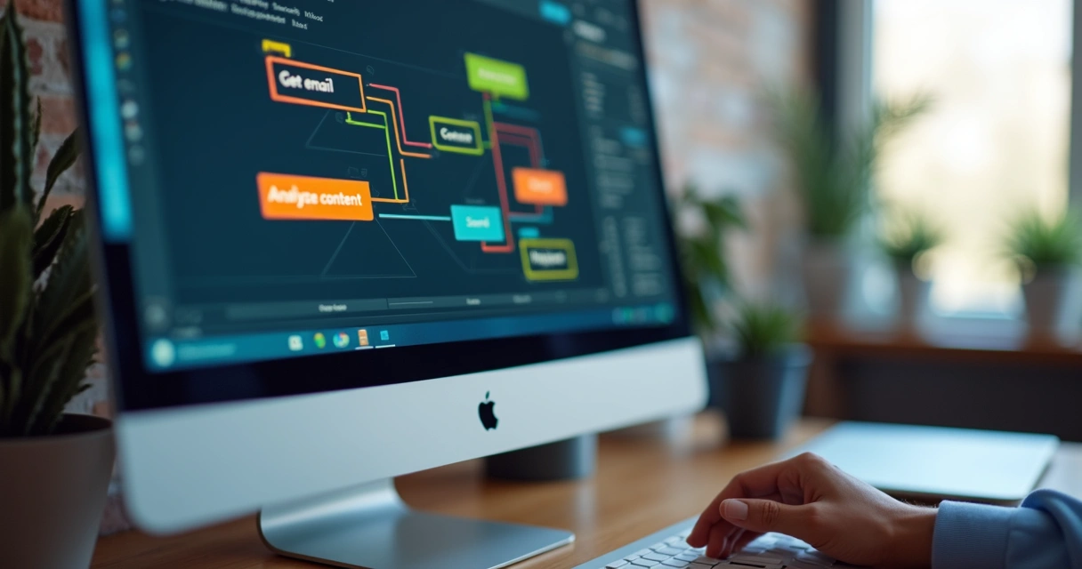 Editor visual do n8n com nós conectados para automação 