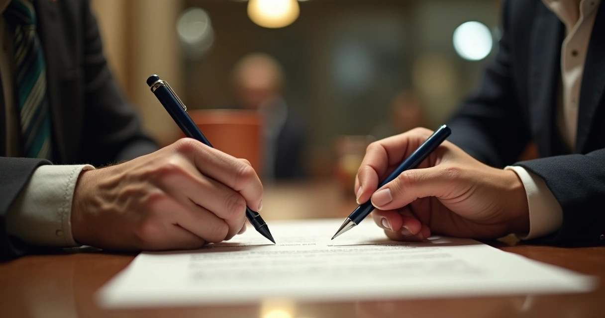 Duas pessoas apertando as mãos em acordo de negócios 