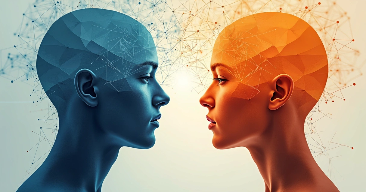 Abstract representation of inner conflict between two minds