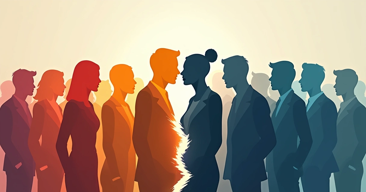 Illustration representing internal division affecting group collaboration 