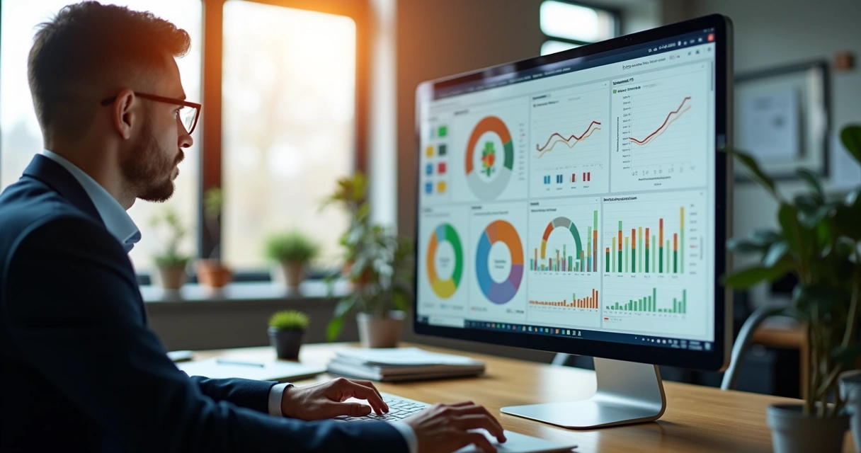 Pessoa analisando gráficos de dados do pixel em tela de computador 