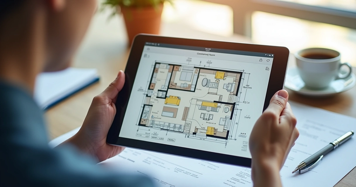 Análise digital de planta baixa comercial 