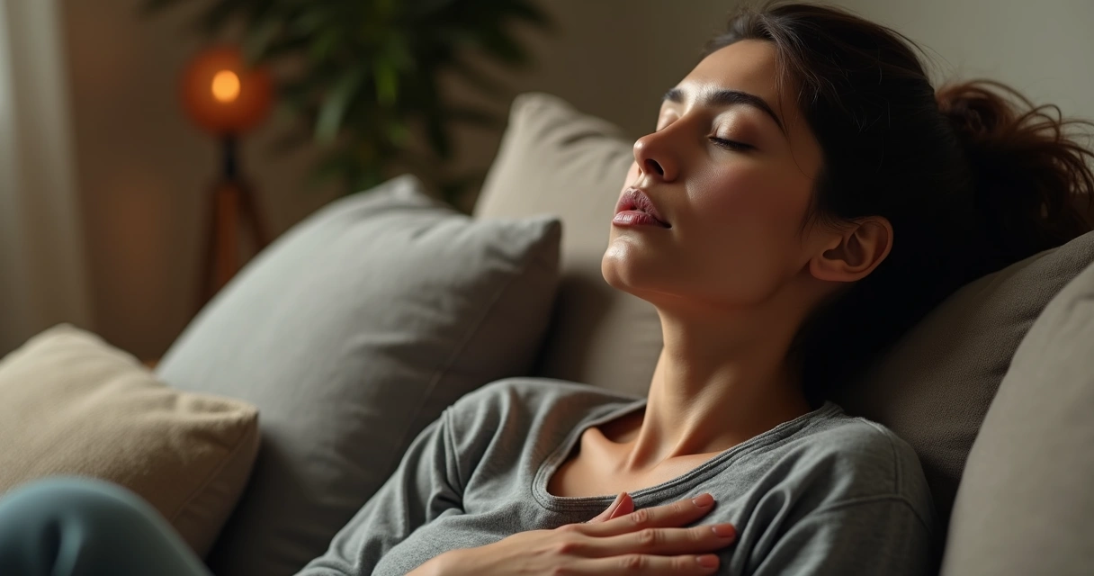 Persona sentada reconociendo emociones y sensaciones corporales